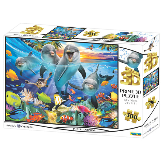 10363 | Playful Dolphins Howard Robinson Prime 3D Jigsaw Puzzle 10363 500pc 24x18"