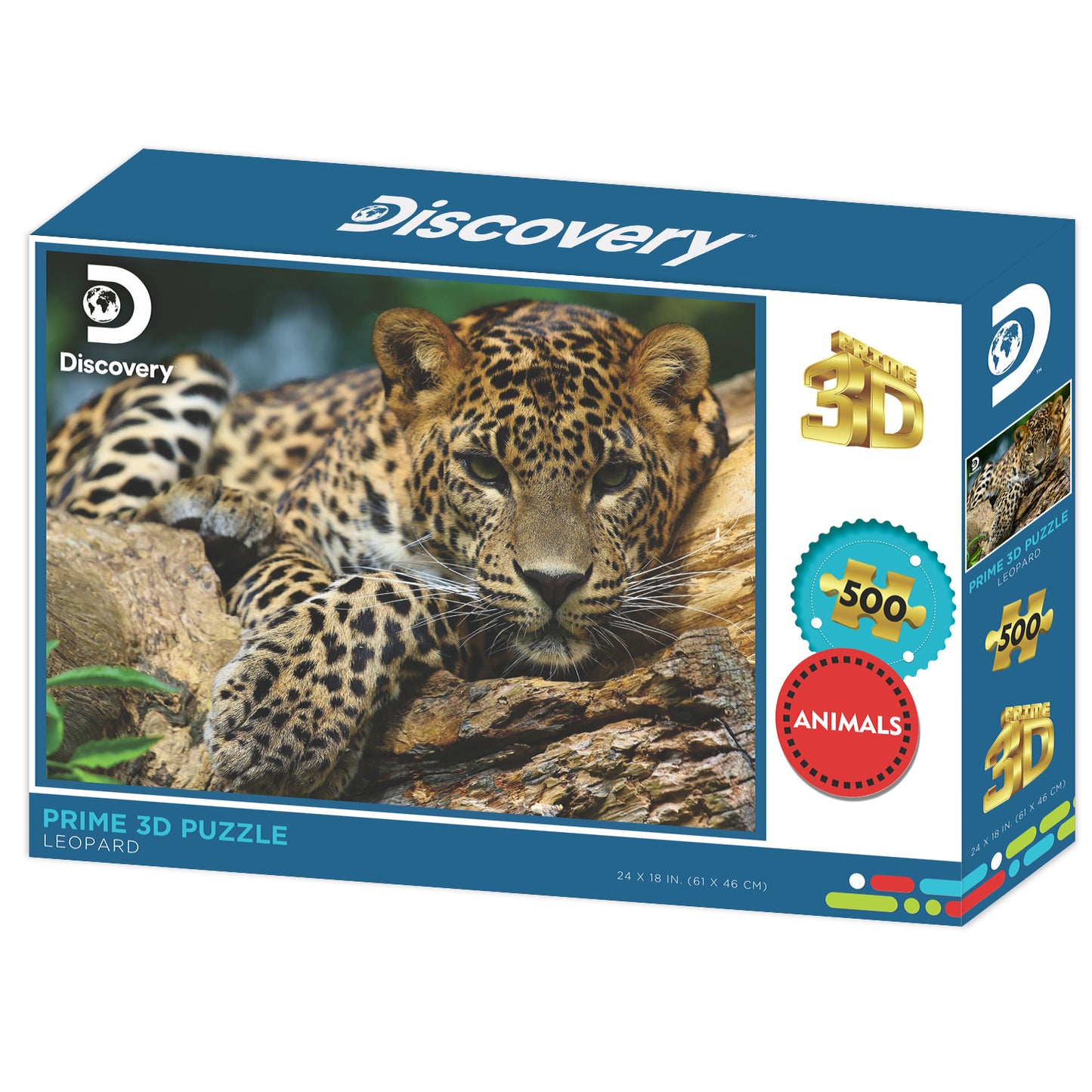 Prime 3D Leopard Puzzle – 500 Piece Discovery Animal Planet Jigsaw | Wildlife 3D Puzzle (24"x18") 10474