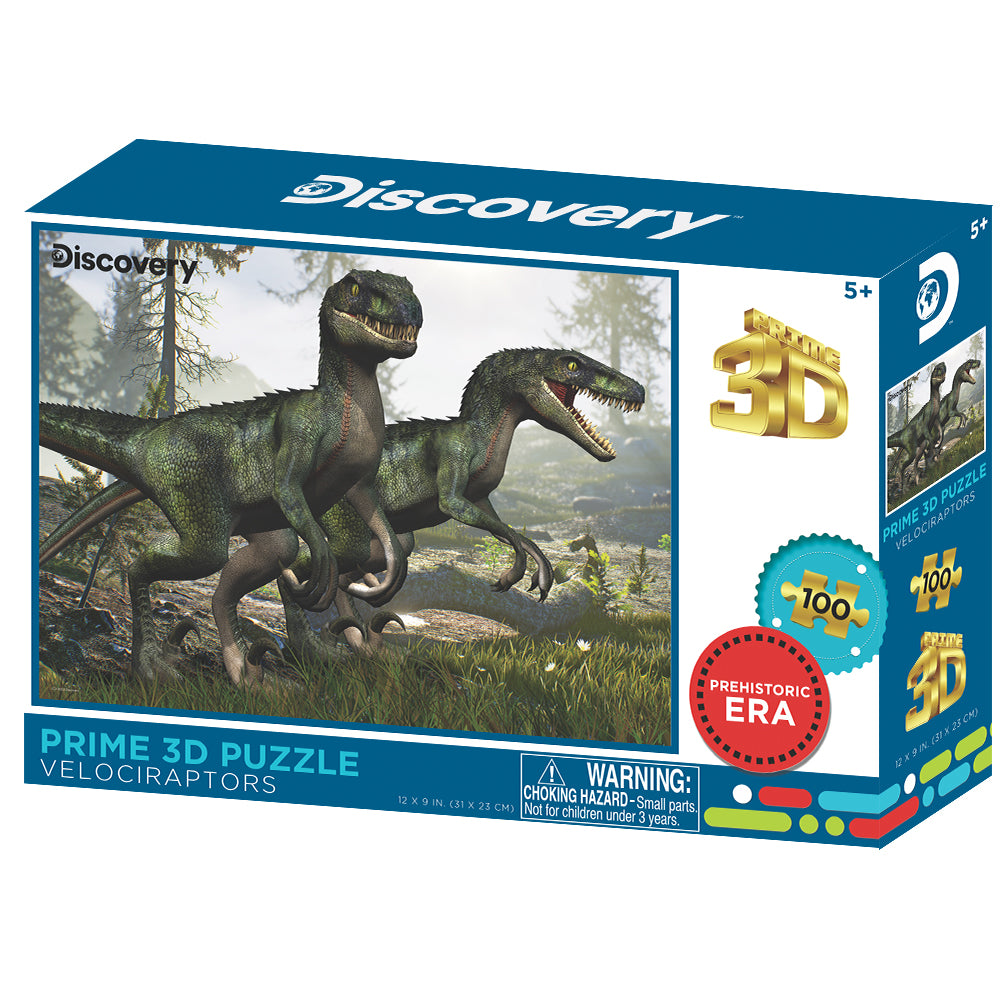 Velociraptor Discovery 3D Jigsaw Puzzle – 100 Piece Dinosaur Puzzle | Prime3D | 12x9" | 1Di Canada