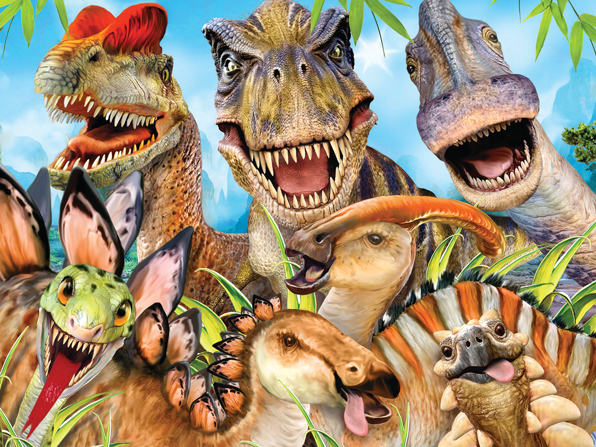 Dinosaur Selfie 3D Jigsaw Puzzle by Howard Robinson – 100pc Fun Dinosaur Puzzle for Kids (12x9") 10776