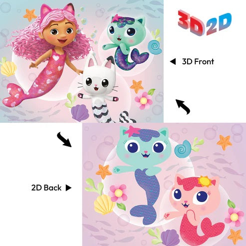 Gabby’s Dollhouse Puzzle – 24 Piece 3D/2D Universal Jigsaw for Kids (12"x9")