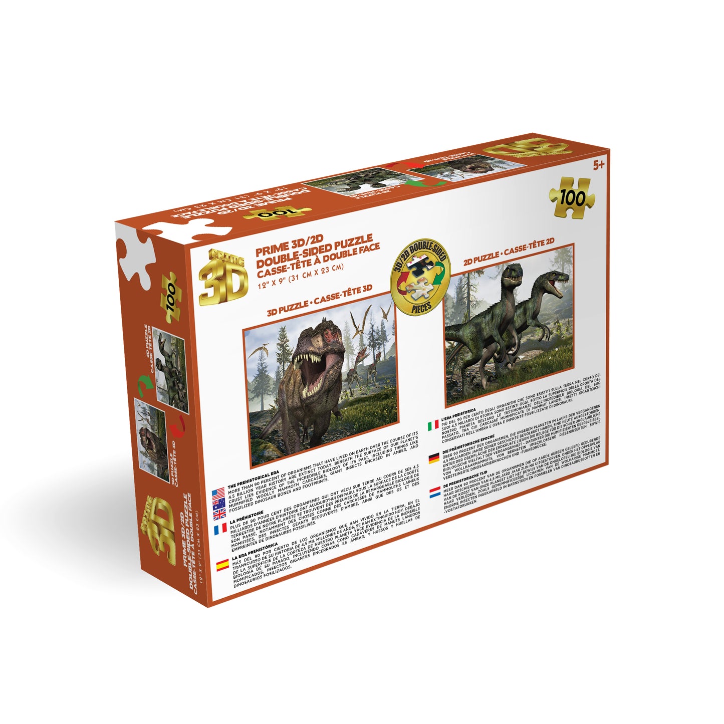 20662 3D/2D Prime 3D Tyrannosaurus Rex & Raptors 100pc 12x9"