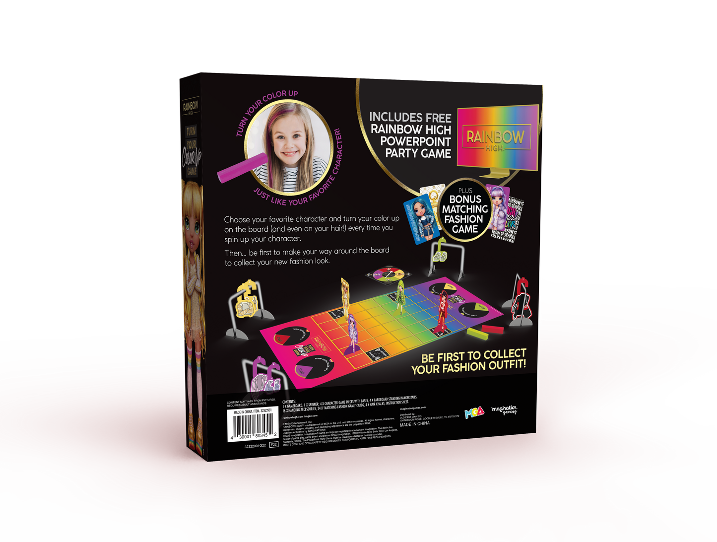 Rainbow High: Turn Up Your Color Board Game – Includes Hair Chalk & Fashion Fun