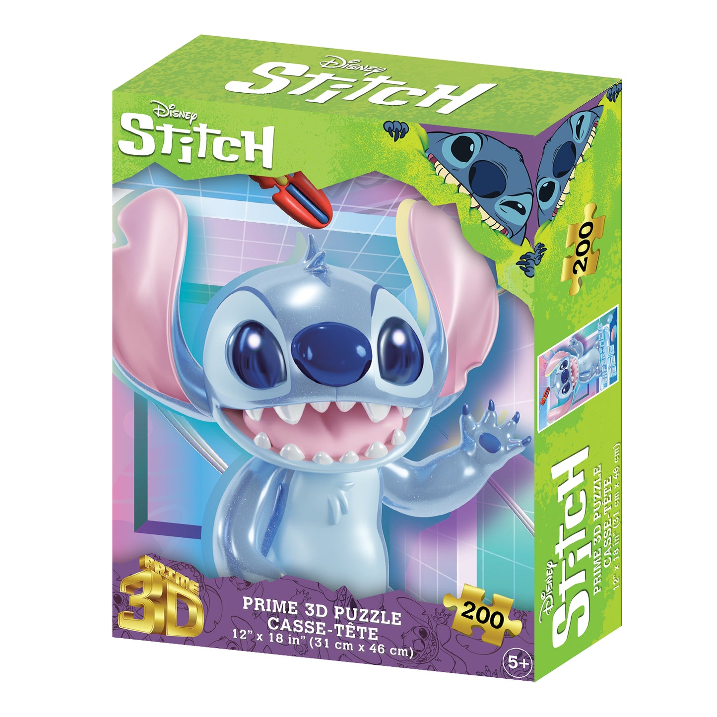 Stitch Puzzle – 200 Piece Prime 3D Disney Jigsaw “Glow” Scene (12"x18")