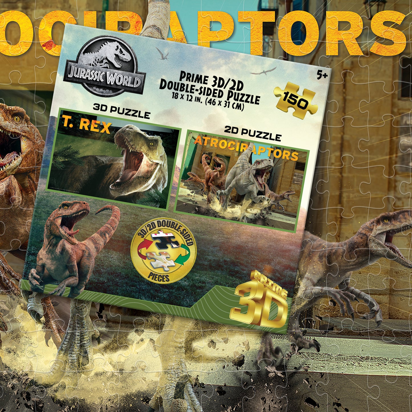 Jurassic World Puzzle – 200 Piece 3D/2D Universal Dinosaur Jigsaw (12"x18") | 37585