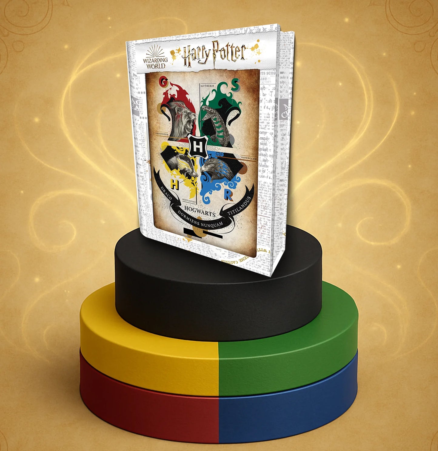 35618 | 4 Houses Harry Potter Prime 3D Jigsaw Puzzle in Tin Book Packaging 35618 300pc 18x12"
