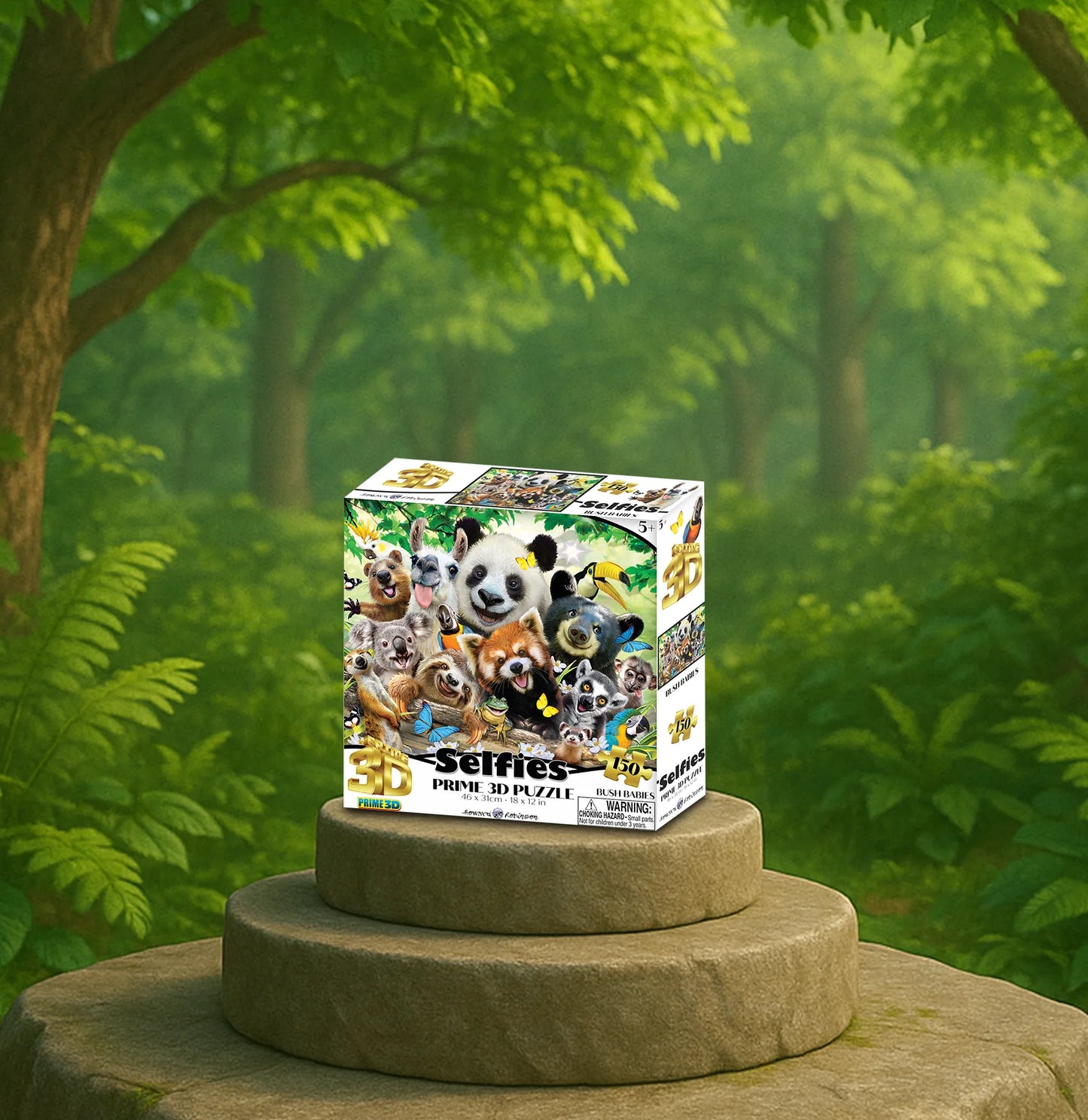 Bush Babies 3D Jigsaw Puzzle – 150-Piece Selfie Series by Howard Robinson | 18x12" | Prime3D