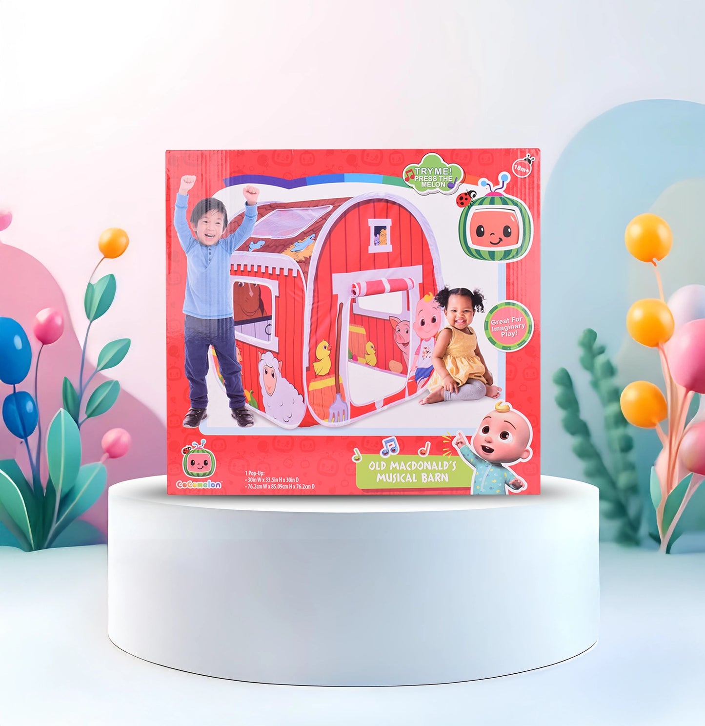 CoComelon Old MacDonald's Musical Barn Tent – Pop-Up Playhouse for Toddlers