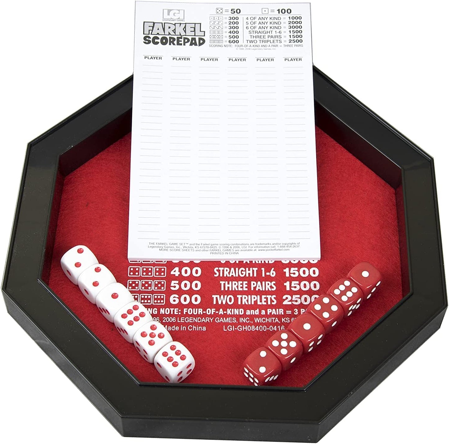 Farkel Game Set with Deluxe Rolling Tray – Family Dice Game