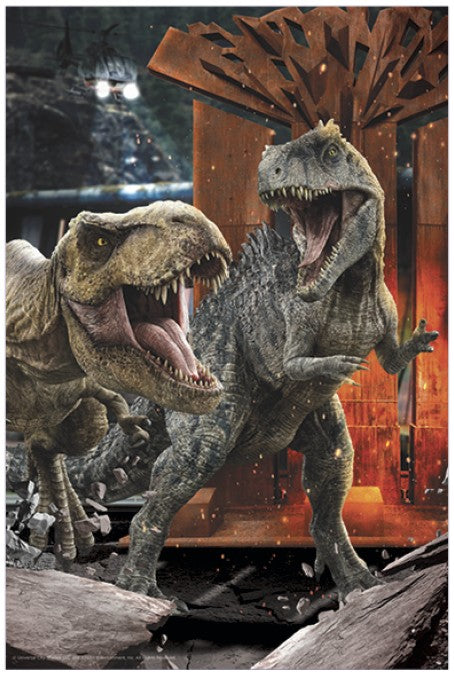 Universal Jurassic Park T-Rex vs Giga 150pc | Prime 3D Lenticular Jigsaw Puzzle | 18x12" | 33288