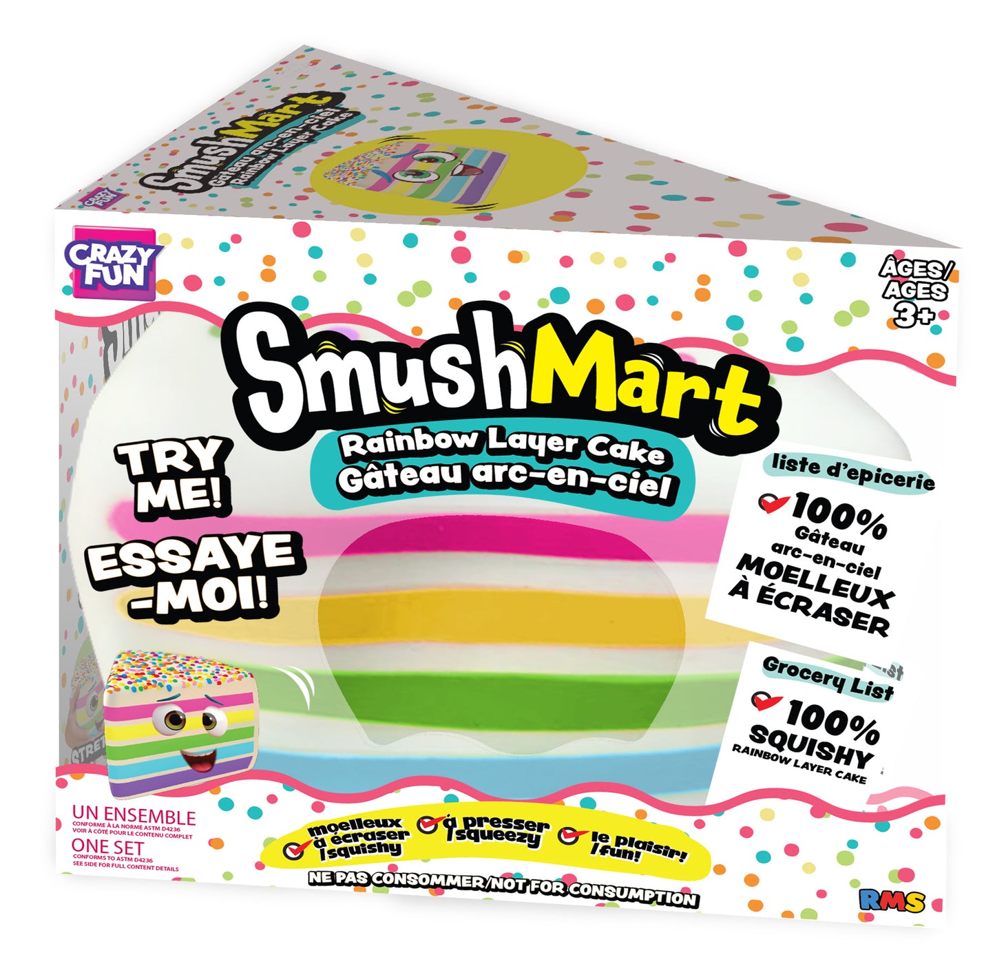 Squishy Fun Fetti Cake Slice - Smush Mart | RMSUS103-1061