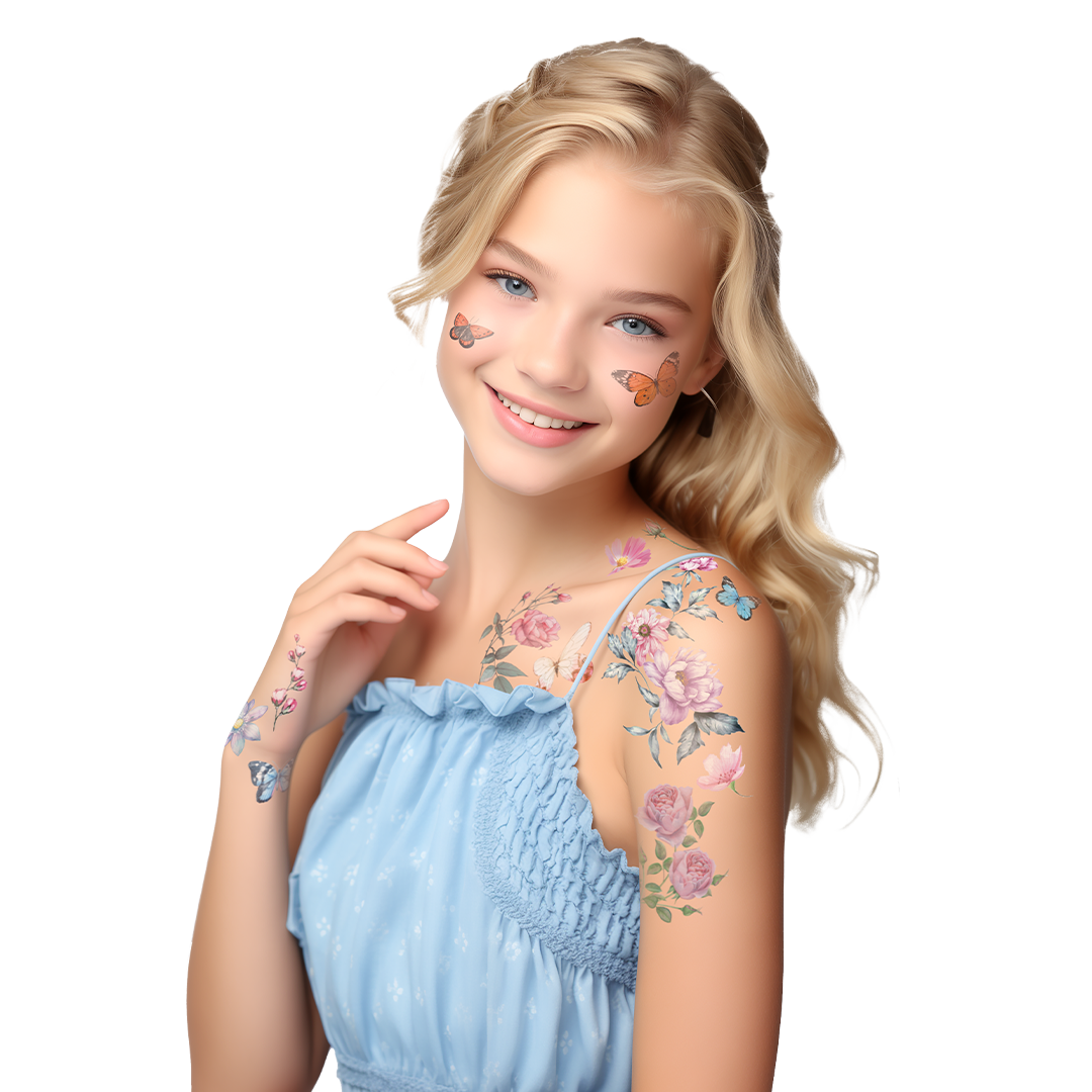 33418 | Savvi Temporary Tattoos - Floral Tattoo Gable Box