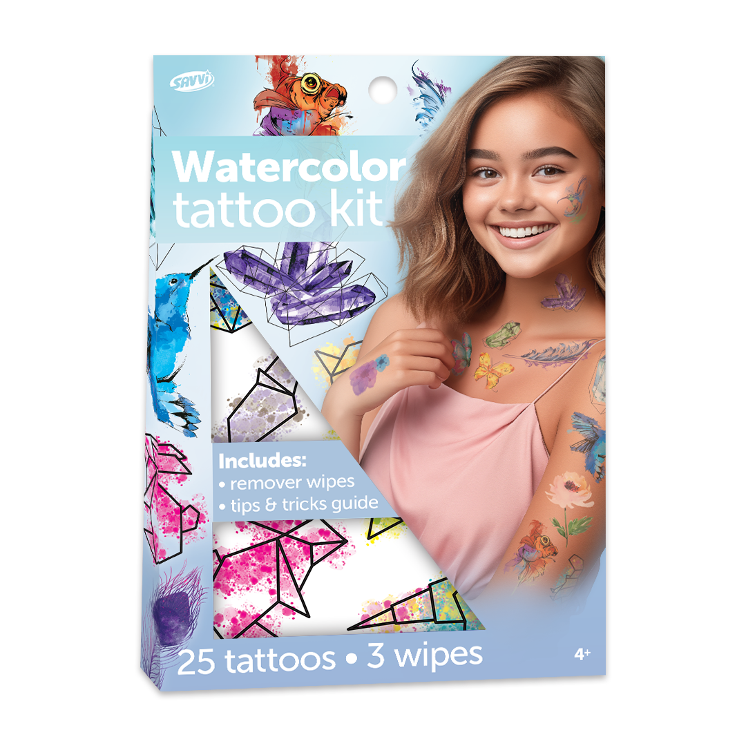 33422 | Savvi Temporary Tattoos - Watercolor Tattoo Gable Box