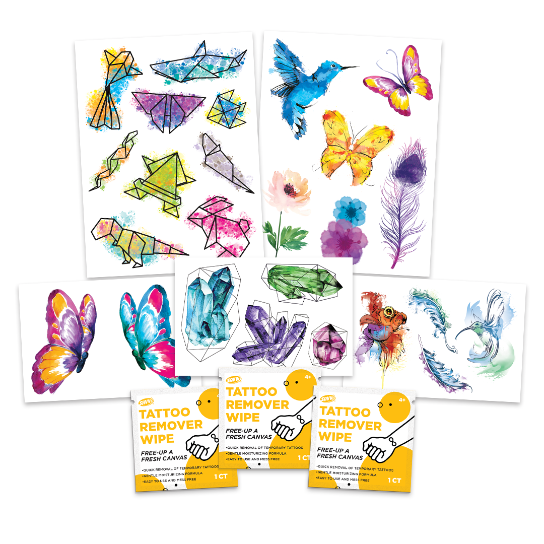33422 | Savvi Temporary Tattoos - Watercolor Tattoo Gable Box