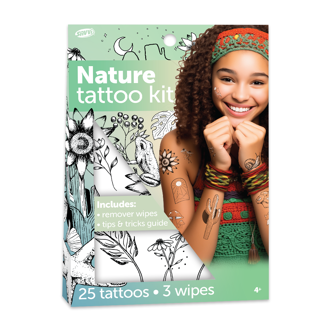 33744 | Savvi Temporary Tattoos - Nature Black and White Tattoo Gable Box