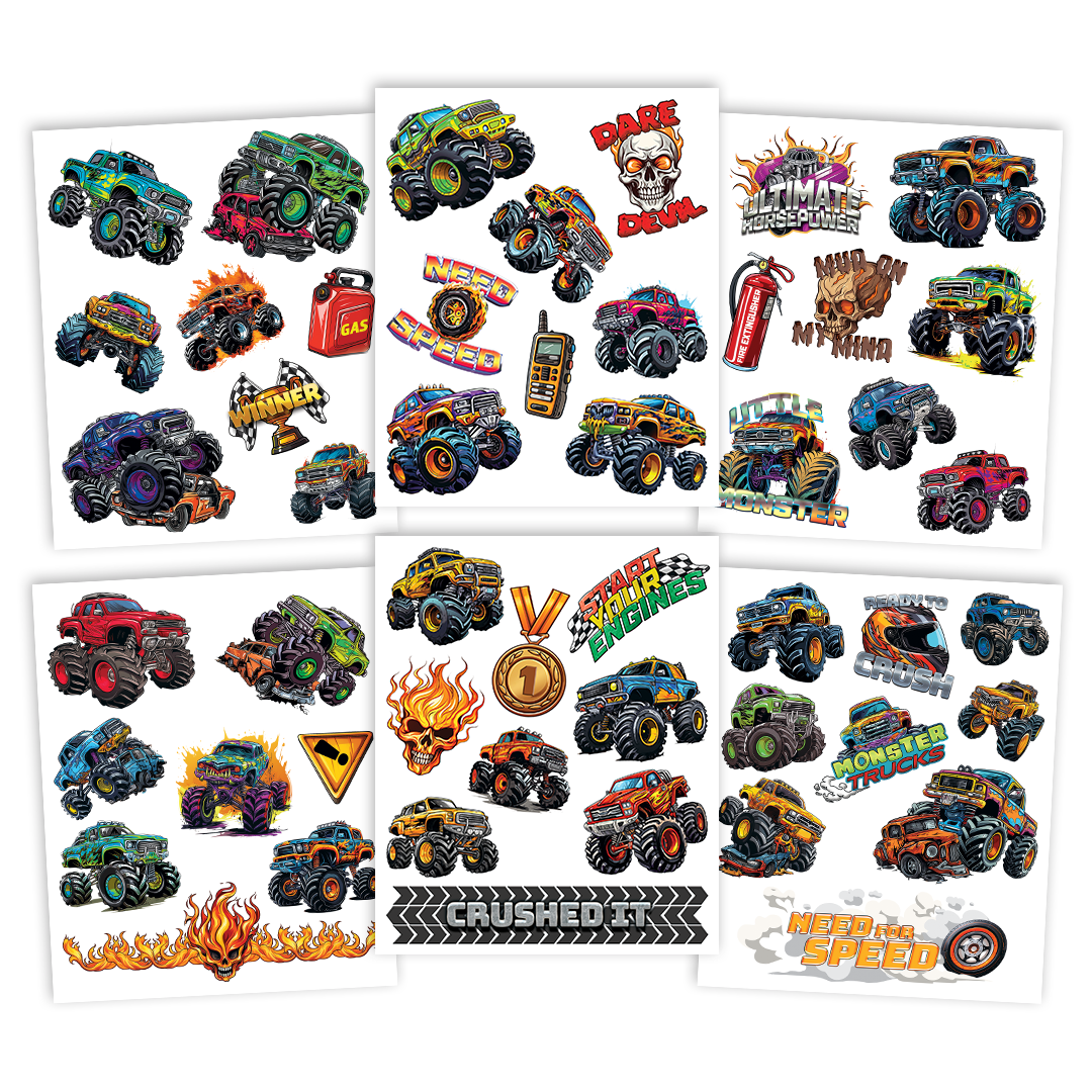 35112 | Savvi Temporary Tattoos - Monster Trucks Tattoo Pouch
