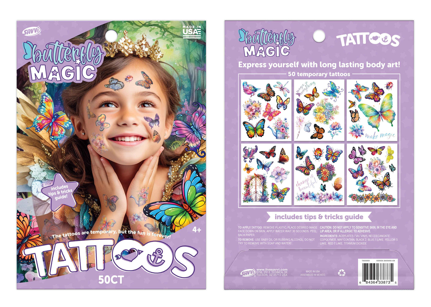 35113 | Savvi Temporary Tattoos - Butterfly Tattoo Pouch
