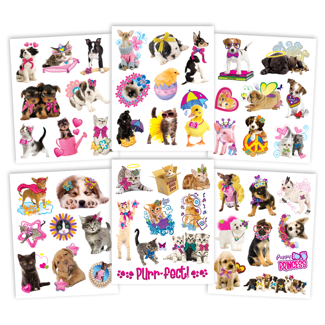 35122 | Savvi Temporary Tattoos - Furry Friends Scented Tattoo Pouch