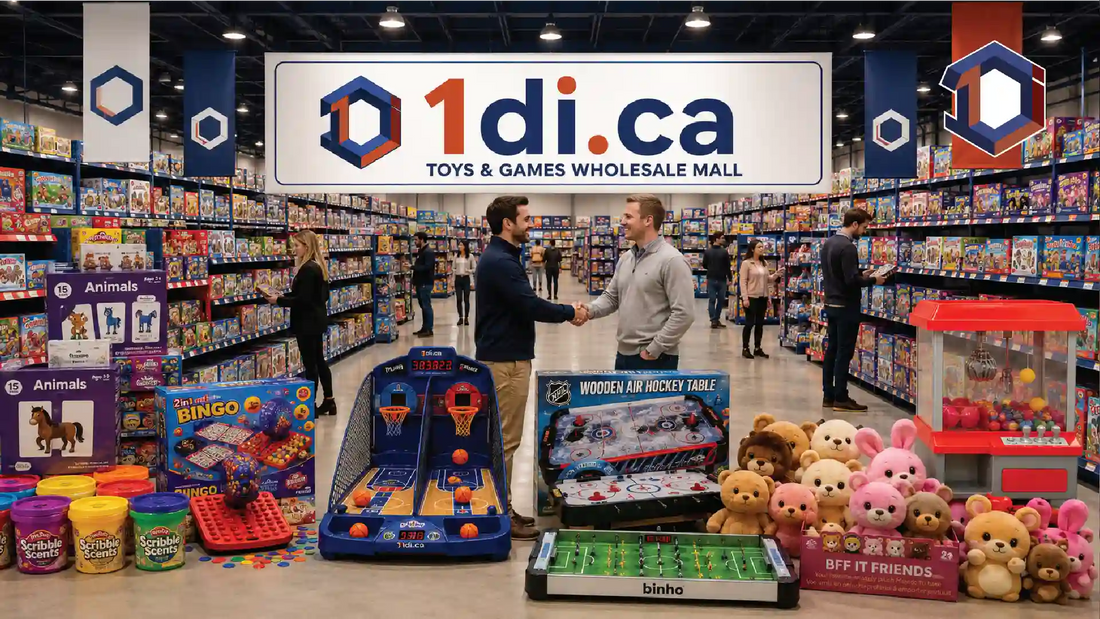 Independent toy store shelf with curated products for retail