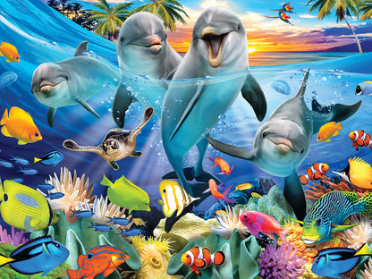 10363 | Playful Dolphins Howard Robinson Prime 3D Jigsaw Puzzle 10363 500pc 24x18"