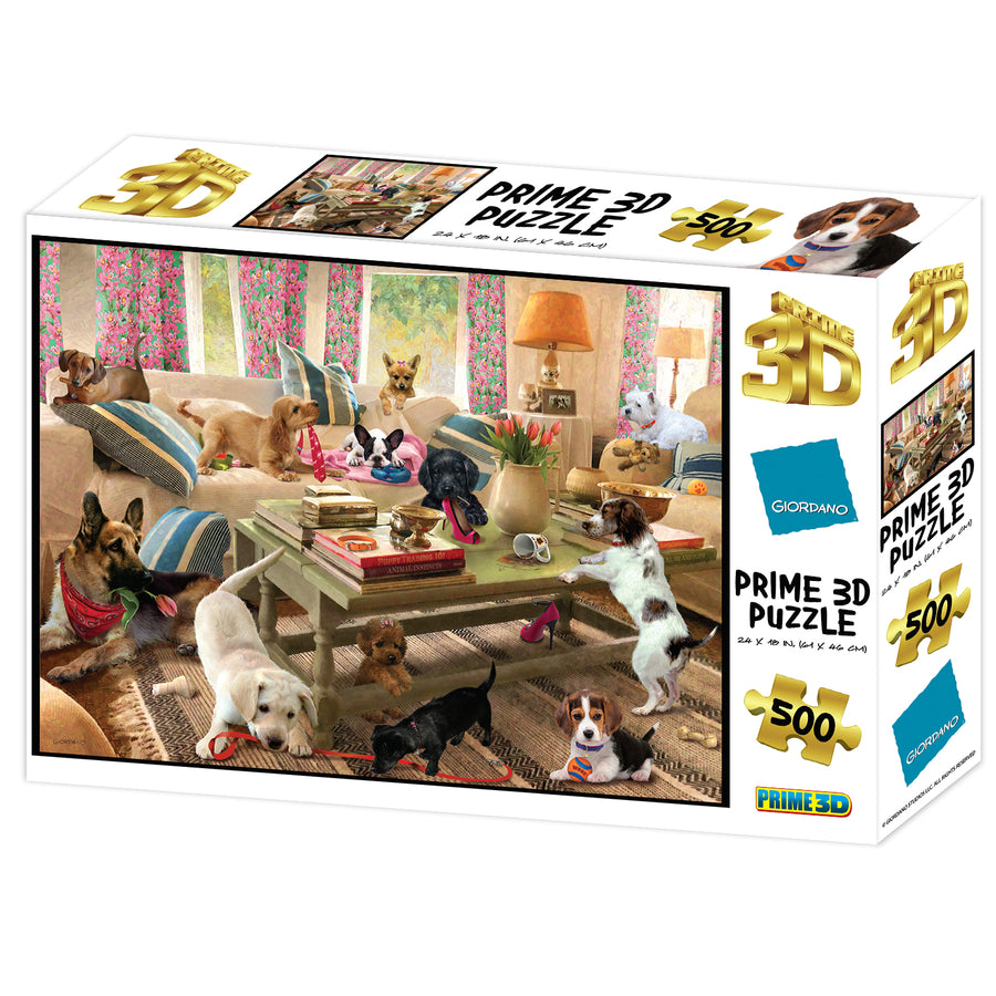 10458 | Dogs in the Living Room Giordano 3D Jigsaw Puzzle 10458 500pc  24x18"