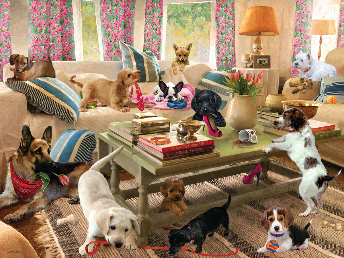 10458 | Dogs in the Living Room Giordano 3D Jigsaw Puzzle 10458 500pc  24x18"