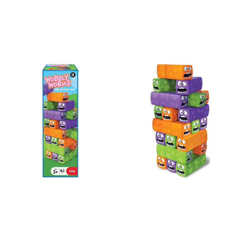 Wobbly Worms Tower Balancing Game, Wiggle, Stack & Don't Let It Topple! | Kess | GPF016