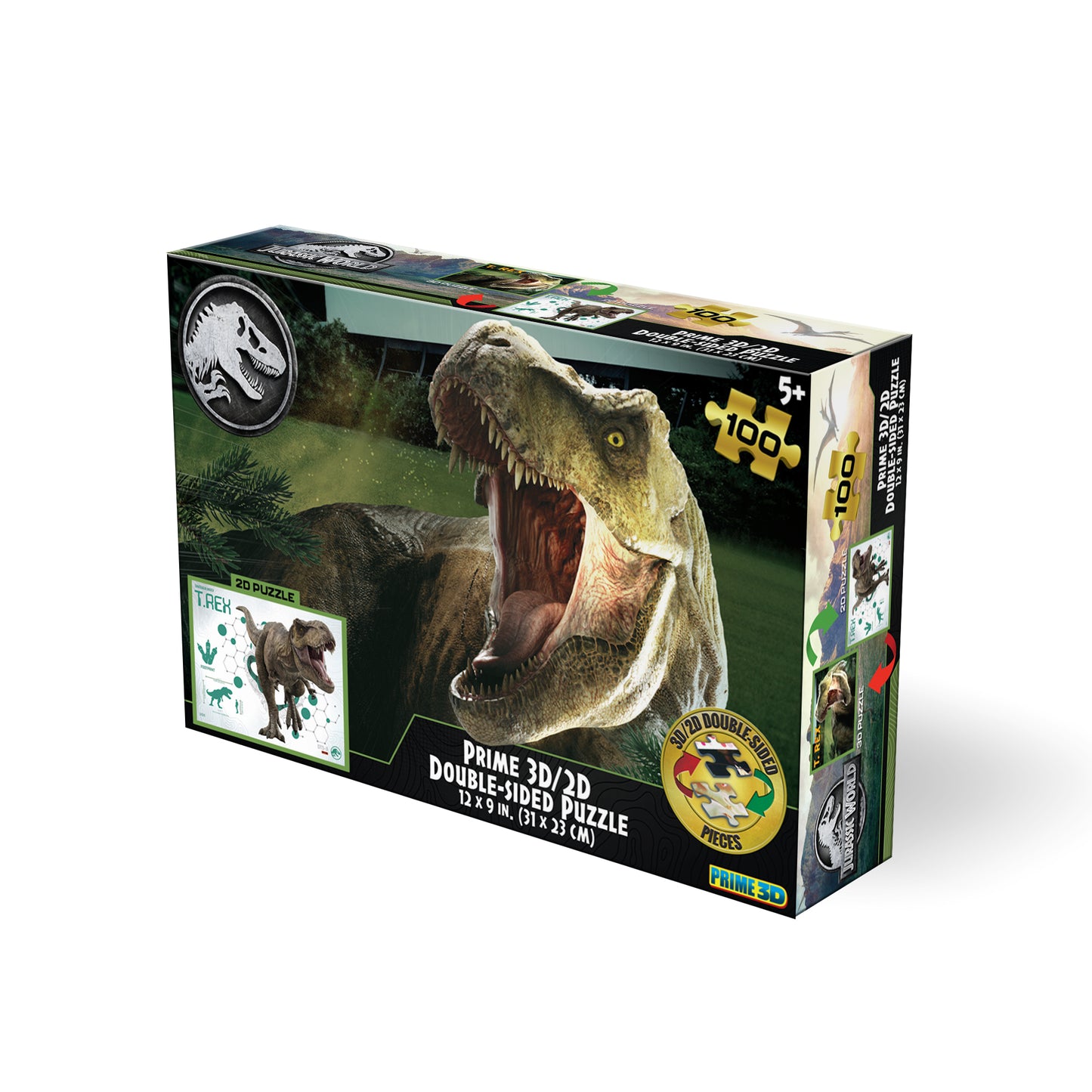 Jurassic World T-Rex Puzzle – 20586 100 Piece Double-Sided 3D/2D Jigsaw | Prime 3D Dinosaur Puzzle