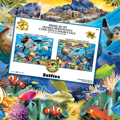 20604 3D/2D Howard Robinson Underwater & Turtle Beach Selfie 100pc 12x9"