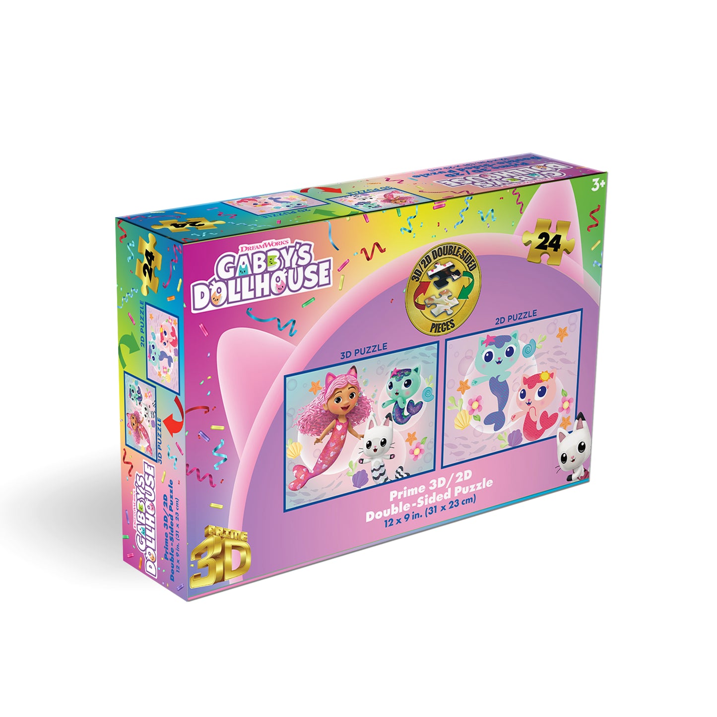 Gabby’s Dollhouse Puzzle – 24 Piece 3D/2D Universal Jigsaw for Kids (12"x9") | 20629