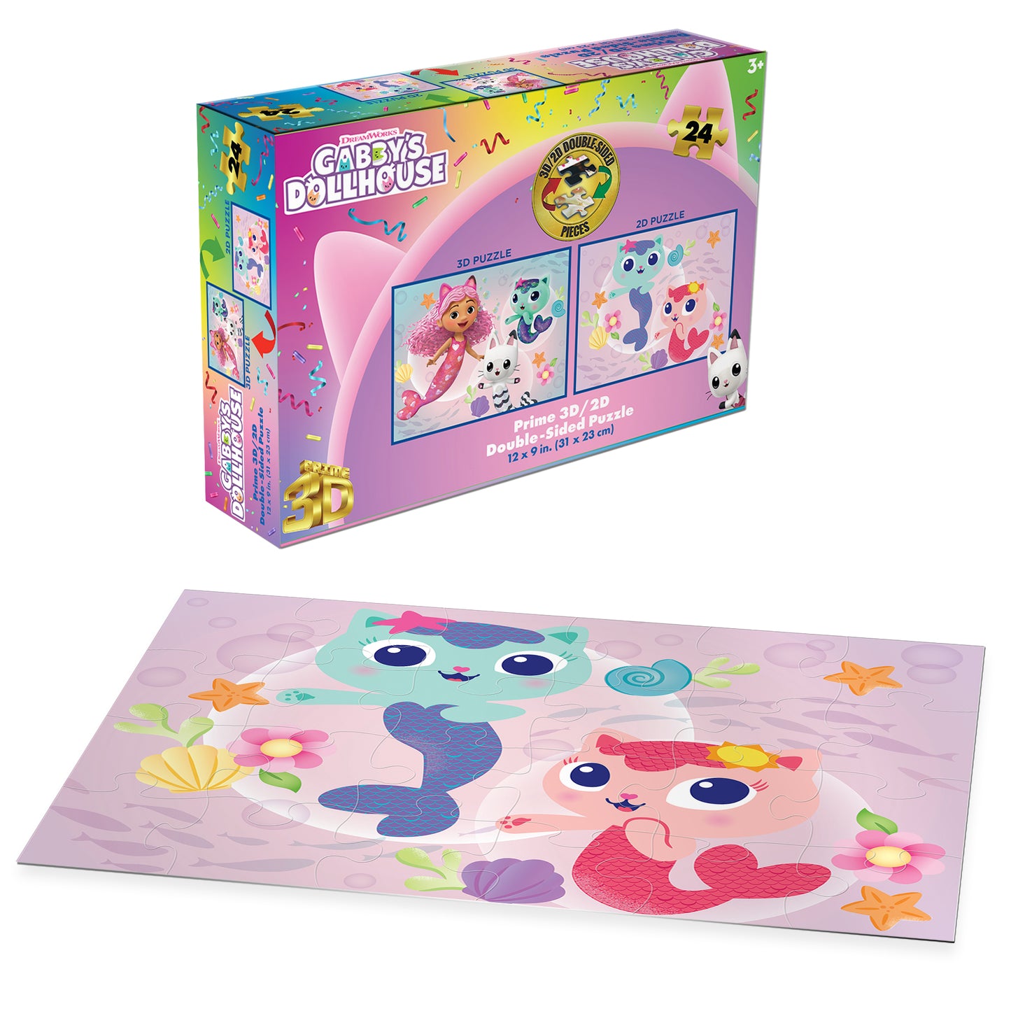 Gabby’s Dollhouse Puzzle – 24 Piece 3D/2D Universal Jigsaw for Kids (12"x9") | 20629