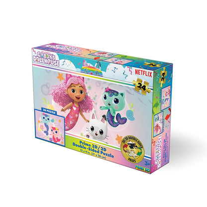 Gabby’s Dollhouse Puzzle – 24 Piece 3D/2D Universal Jigsaw for Kids (12"x9") | 20629