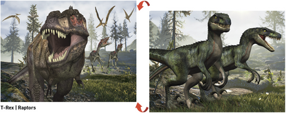 20662 3D/2D Prime 3D Tyrannosaurus Rex & Raptors 100pc 12x9"