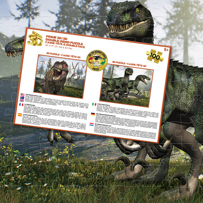 20662 3D/2D Prime 3D Tyrannosaurus Rex & Raptors 100pc 12x9"