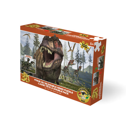 20662 3D/2D Prime 3D Tyrannosaurus Rex & Raptors 100pc 12x9"