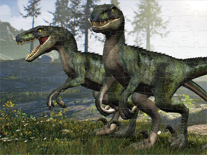 20662 3D/2D Prime 3D Tyrannosaurus Rex & Raptors 100pc 12x9"