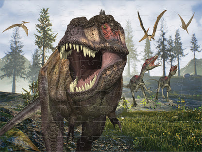 20662 3D/2D Prime 3D Tyrannosaurus Rex & Raptors 100pc 12x9"