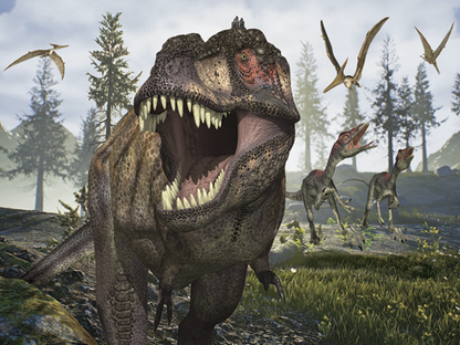 20662 3D/2D Prime 3D Tyrannosaurus Rex & Raptors 100pc 12x9"