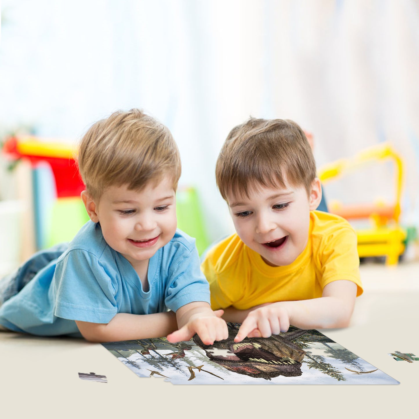 20662 3D/2D Prime 3D Tyrannosaurus Rex & Raptors 100pc 12x9"