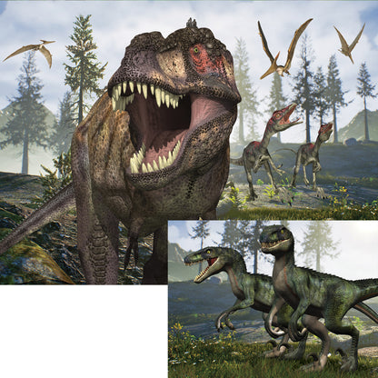 20662 3D/2D Prime 3D Tyrannosaurus Rex & Raptors 100pc 12x9"