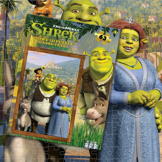 Assembled Universal Shrek Group 3D puzzle showing lenticular depth