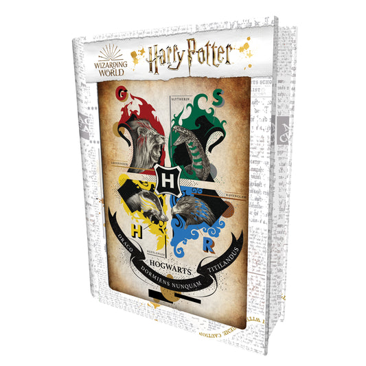 35618 | 4 Houses Harry Potter Prime 3D Jigsaw Puzzle in Tin Book Packaging 35618 300pc 18x12"