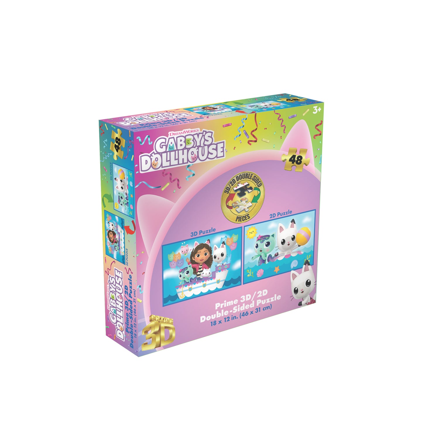 3D/2D Universal Gabby's Dollhouse 48pc | Prime 3D Lenticular Jigsaw Puzzle | 12x18" | 37543