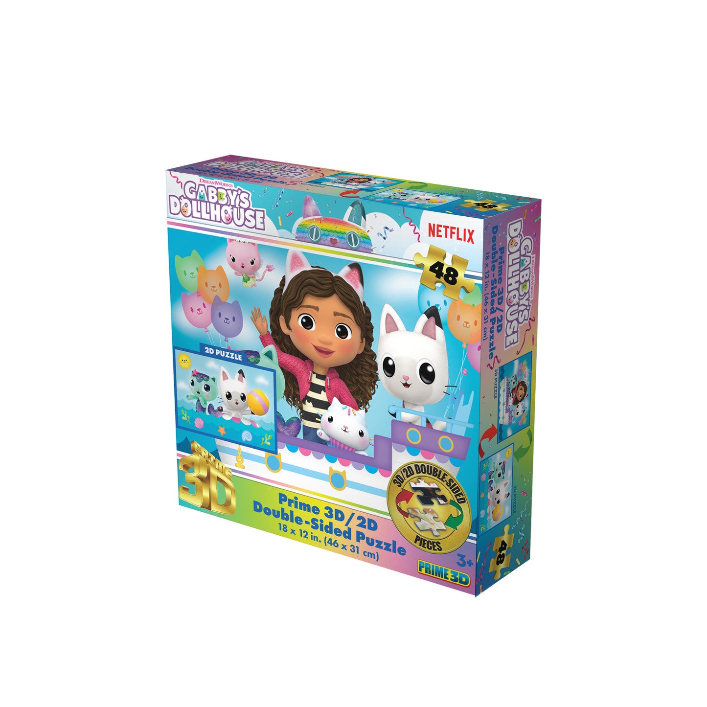 3D/2D Universal Gabby's Dollhouse 48pc | Prime 3D Lenticular Jigsaw Puzzle | 12x18" | 37543