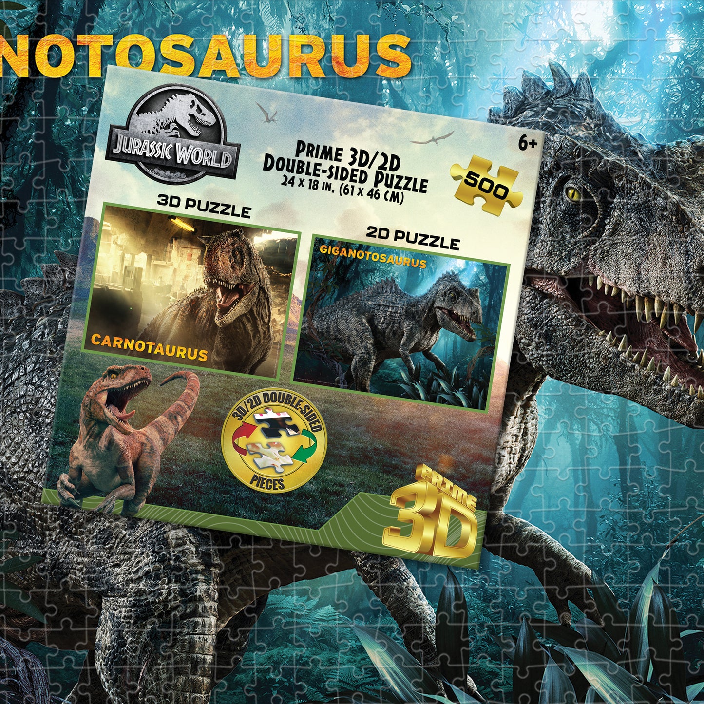 37546 | 3D/2D Universal Jurassic World Ceratosaurus/Giganotosaurus 500pc 24x18"