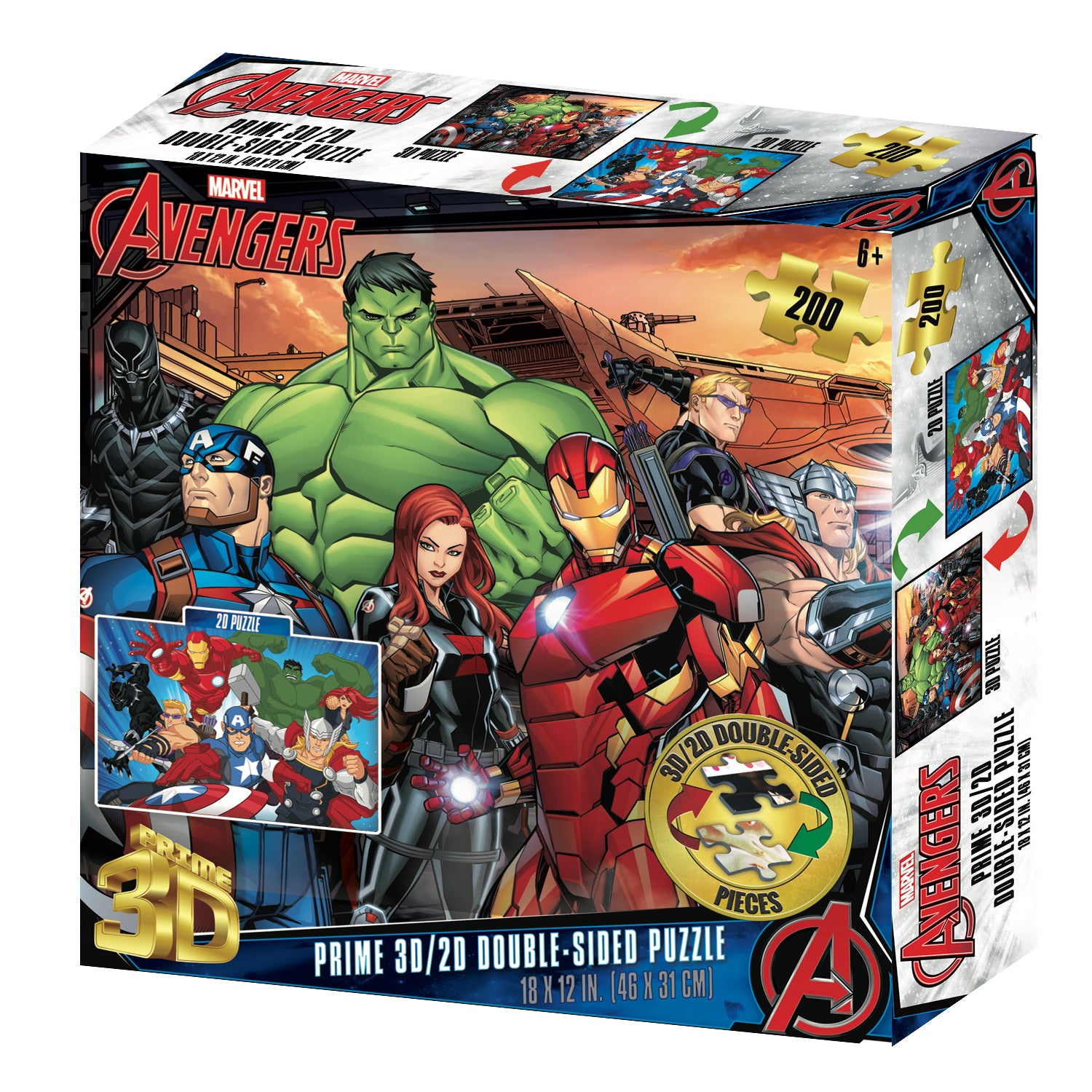 Avengers Puzzle – 200 Piece 3D/2D Marvel Jigsaw for Kids (12"x18")