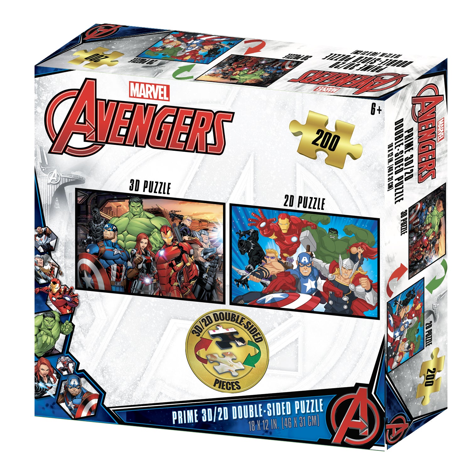 Avengers Puzzle – 200 Piece 3D/2D Marvel Jigsaw for Kids (12"x18")