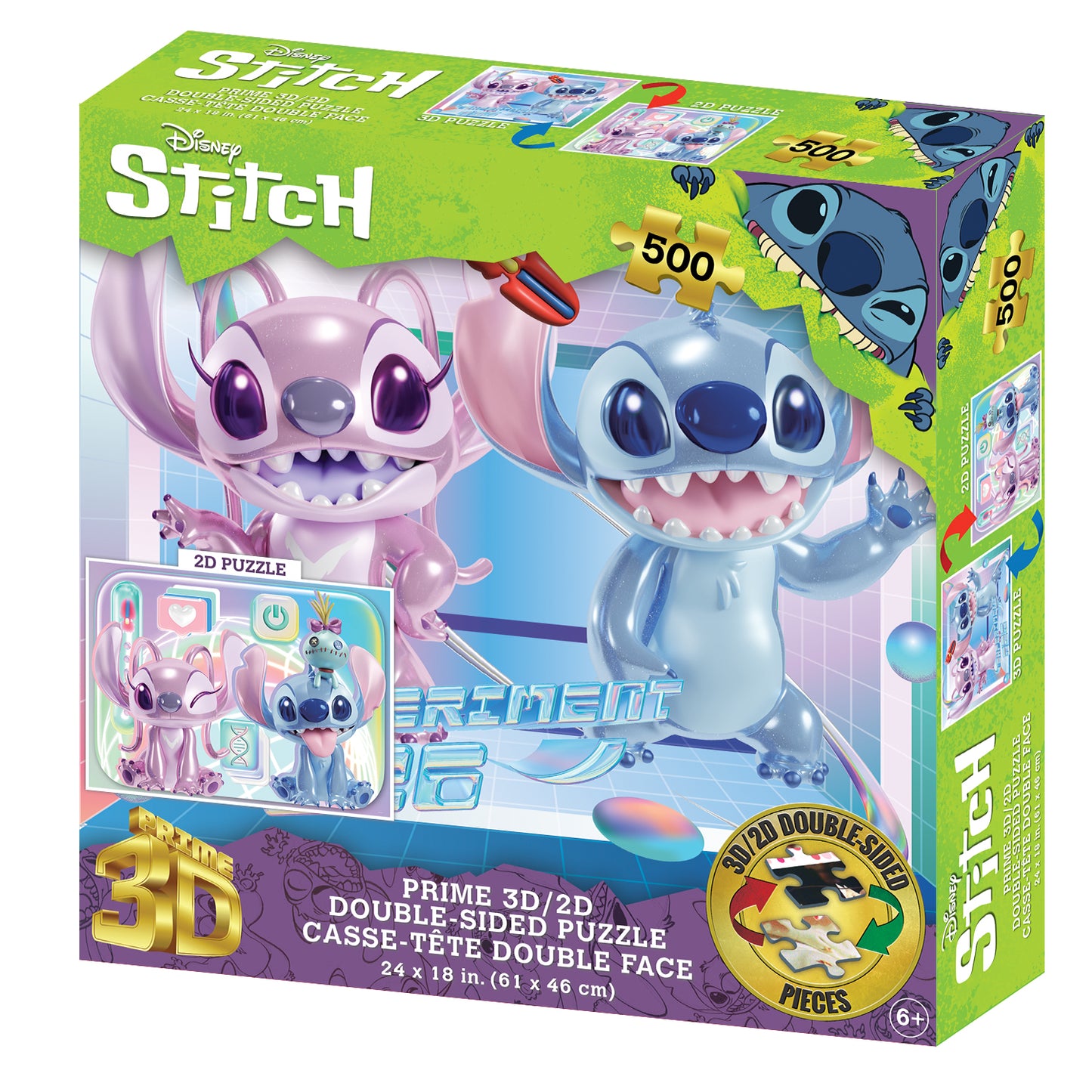 37619 | 3D/2D Disney Stitch 500pc 24x18"