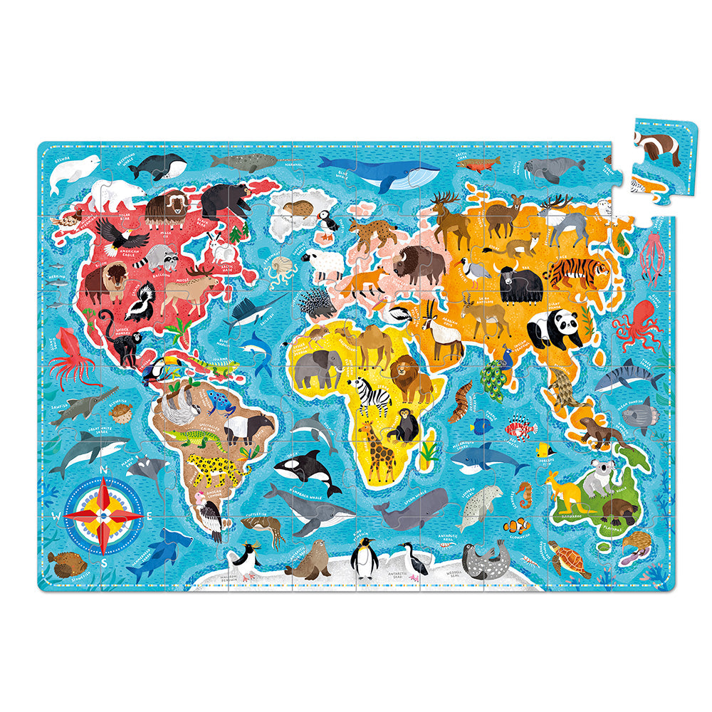 49217 | Banana Panda Puzzlove Animals Around the World 60pcs 26.8x19” 4+