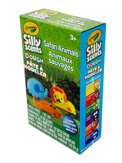 Petit coffret de pâte à modeler parfumée Crayola Silly Scents Animaux de la savane | Formes sauvages, senteurs amusantes, grandes aventures | Ensemble de pâte à modeler parfumée | A1-2200